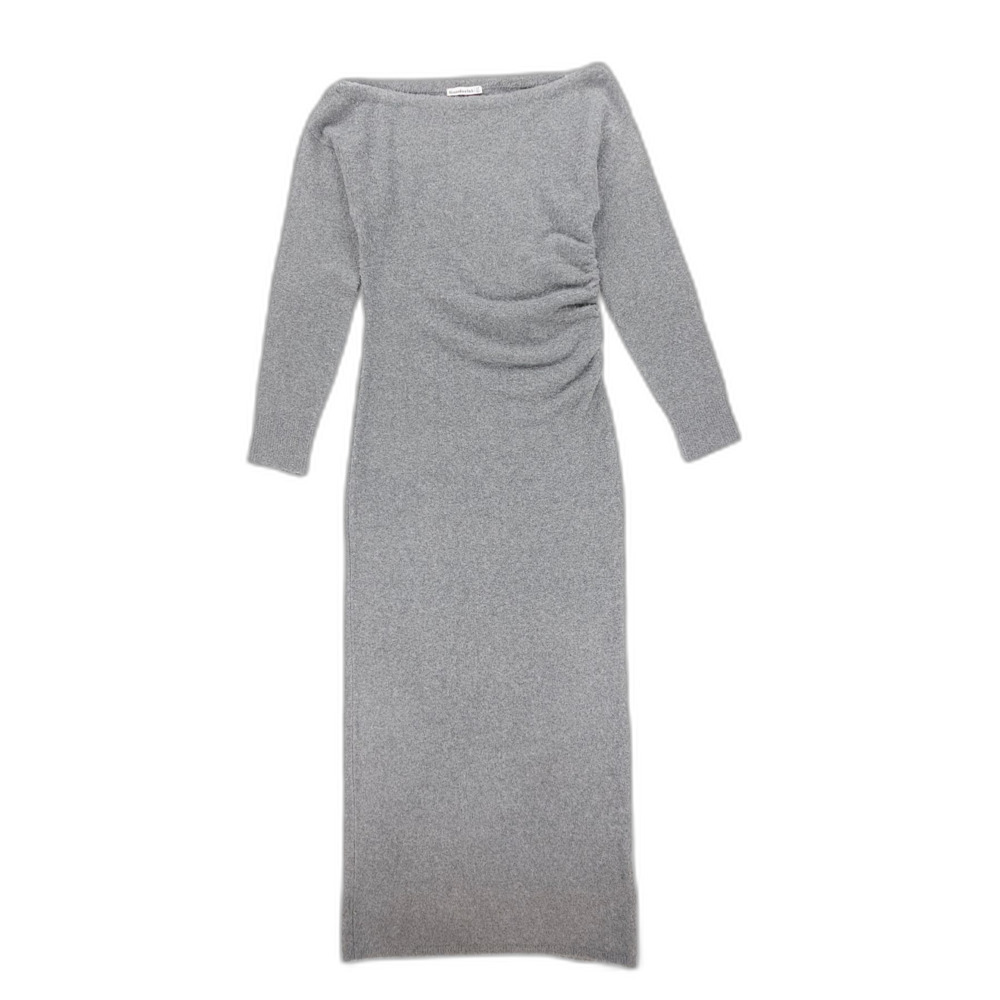 NEW Abercrombie Off-The-Shoulder Boucle Maxi Sweater Dress Clean Girl 90s Y2k LT